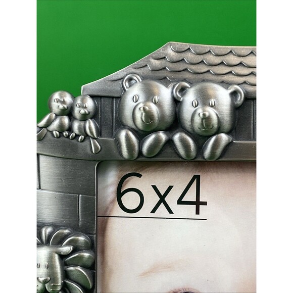 Noah's Ark Boat Animals Pewter Tone Heavy Cast Metal 4x6  Photo Picture Frame - Picture 8 of 9